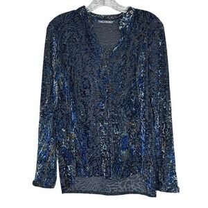 Sno Skins Velvet Burnout Blouse V-Neck Long Sleeve Top Elegant Small Whimsygoth